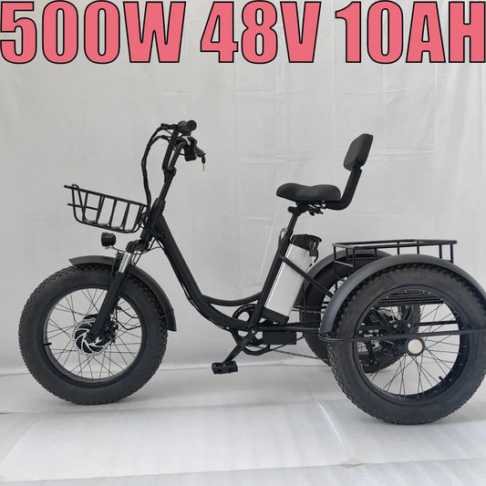 Electric Tricycle 20Inch Fat Tire Snow Lithium Battery Electric Bicycle Adult Ebike For Urban Commuting Leisure Shopping Outings