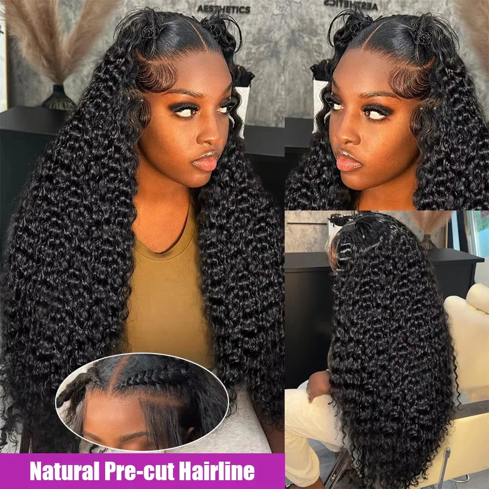 46 Inch Curly Wigs Deep Wave Human Hair 13x6 Lace Frontal Wigs 300% Density Glueless Wigs Human Hair 13x4 360 HD Lace Front Wigs