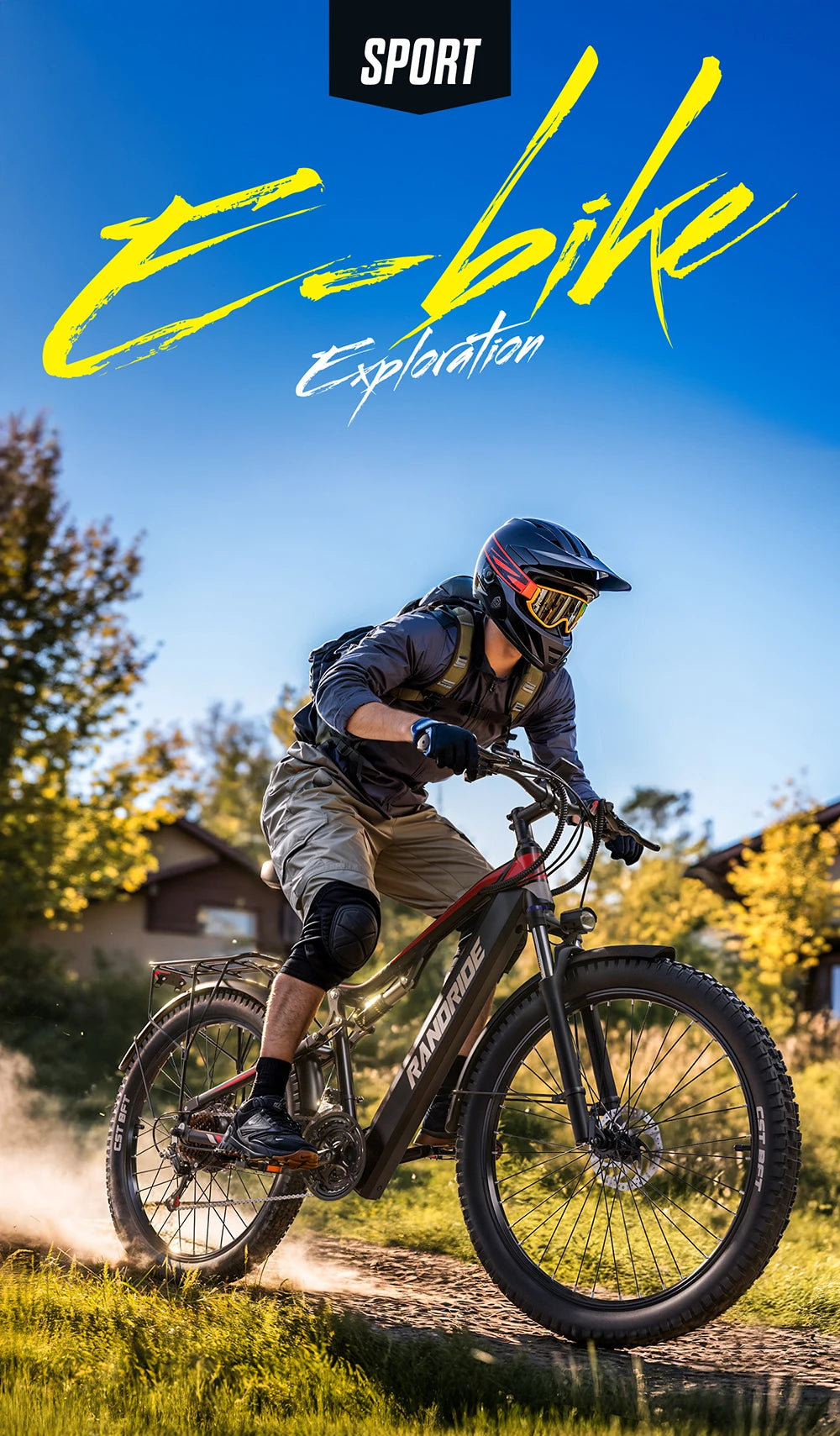 RANDRIDE YG90 1000W Electric Mountain Bike US Stock Fast Delivery 48V 17Ah Full Suspension Hydraulic Brakes E bike