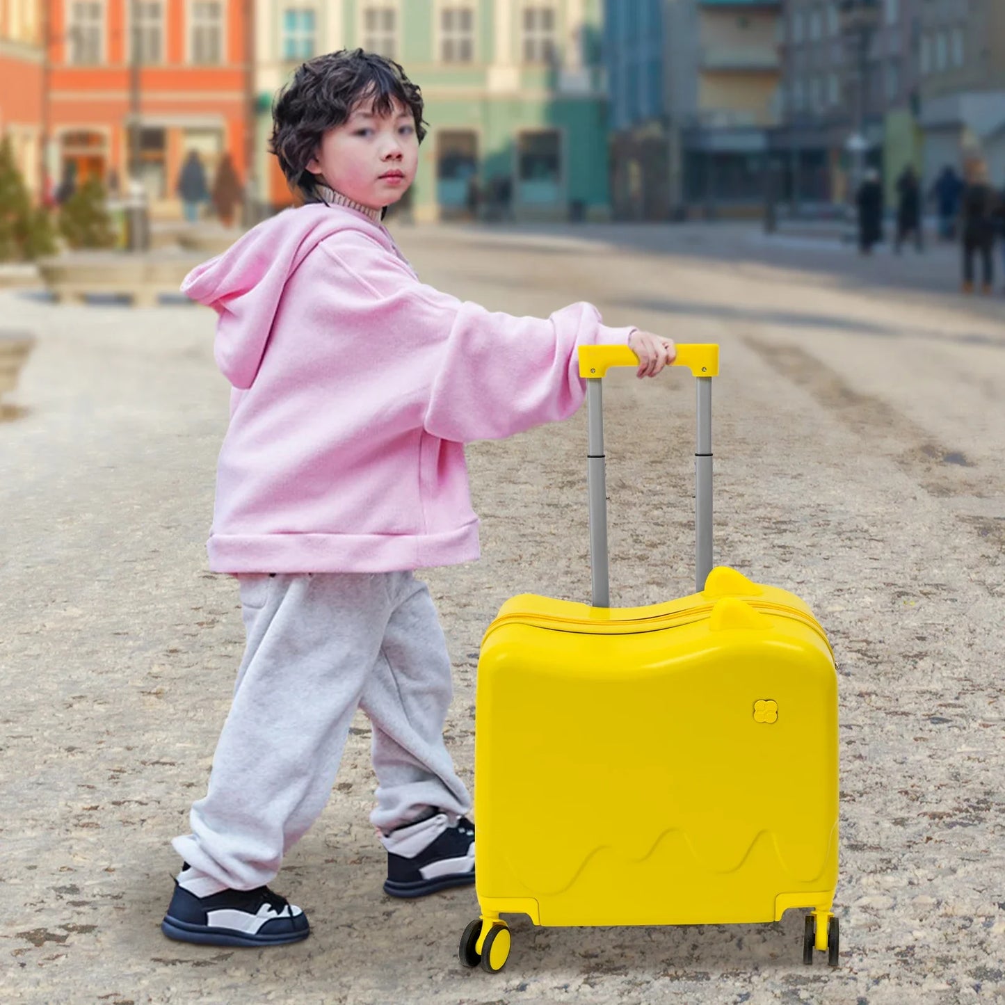 Kids ride-on Suitcase carry-on Tollder Luggage Sustainable Polycarbonate Body and TSA Lock and Wheels Suitcase to Kids aged 1-8