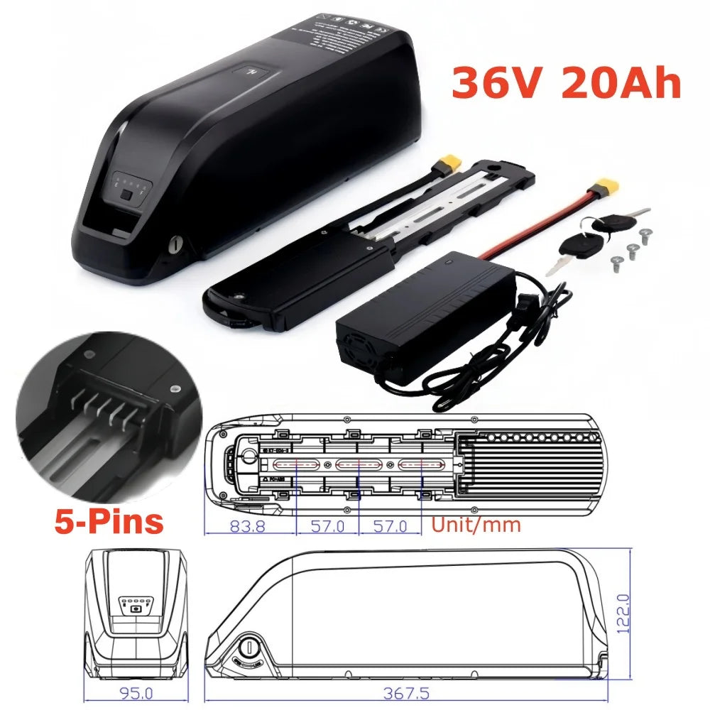 5-Pins Hailong 52V 48v 36v Battery 20Ah Li-ion E bike Battery Pack For BAFANG,Tongsheng 1000W 500W 350W Motor Electric Bike Kit