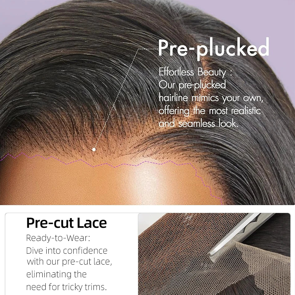 5x5 Pre Cut Hd Lace Closure Wigs 200% Glueless Wigs Human Hair Ready To Wear Bone Straight Lace Front Wigs Human Hair  For Women
