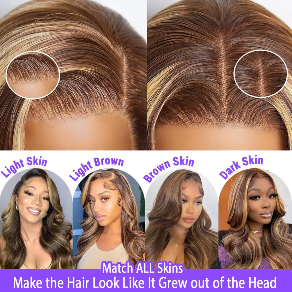 Highlight Ombre Lace Front Wig Human Hair Body Wave 13x4 HD Lace Front Wigs 200 Density Honey Blonde 4/27 Lace Wigs Human Hair
