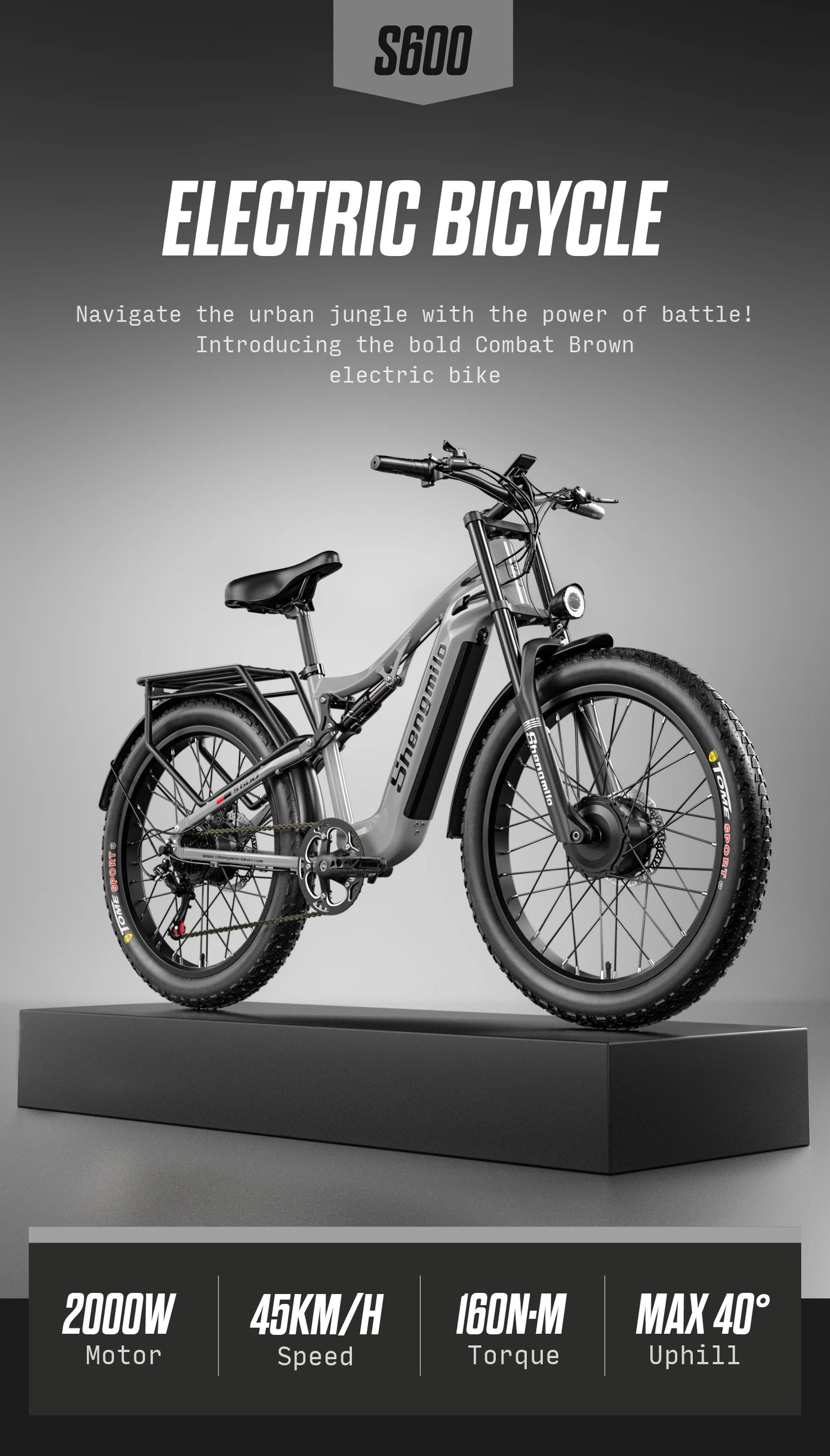 Shengmilo S600 Fat Tire Electric Bike 2000W With Two Motor 48V17.5AH Battery 26 Inch e bike Adult ,Mountain Electric Bicycle