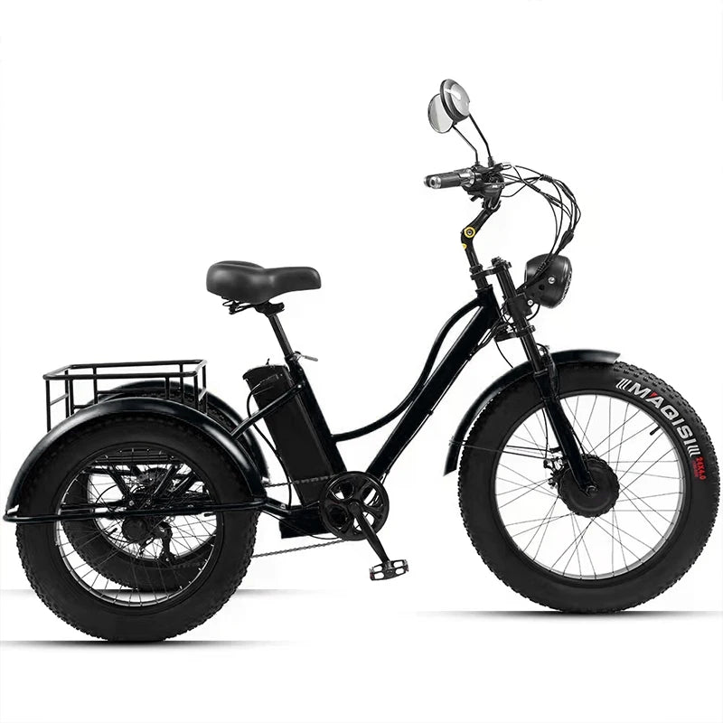 24 inch Adult Electric Cargo Tricycle bike 3 wheel Fat tire bicycle scooter motorized electric tricycles E trike for transport
