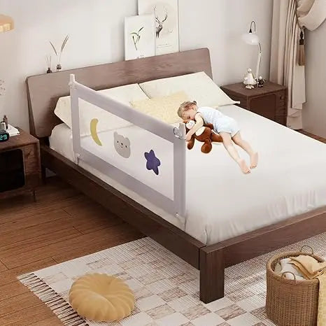 Bed Rail for Toddlers - (3 Pack) Toddler Bed Rails with Double Child Lock, Bed Rail for Baby Kids with Pattern, Infants Height