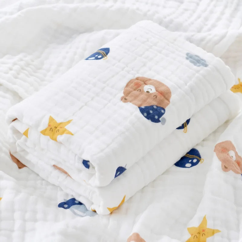 Baby bath towel, cotton four layer gauze, high-density baby product, newborn children's blanket towel, wrapped in newborn duvet