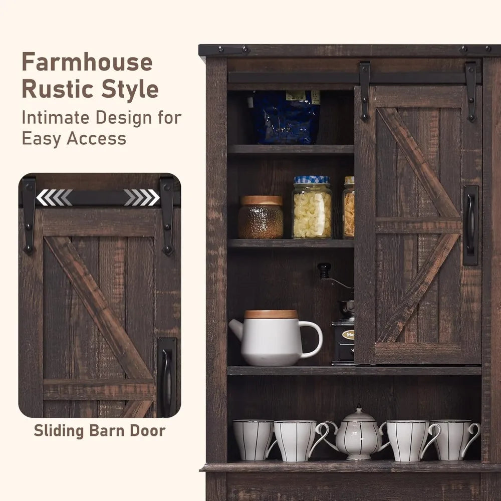 Over The Toilet Storage Cabinet, Farmhouse Storage Cabinet Over Toilet with Sliding Barn Door & Adjustable Shelves, Home Space