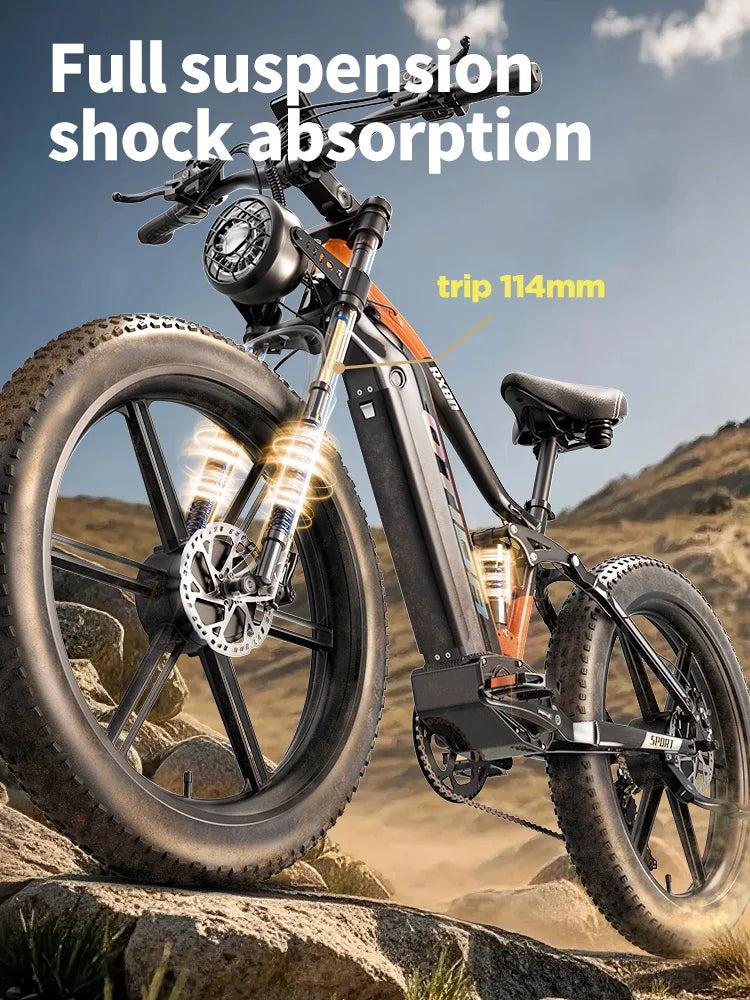 OTIDA NEW RX80 2000W 32MPH Dual Motors Electric Bicycle 48V20AH Lithium Battery 26 Inch 4.0 Fatbike Electric Bike For Adults