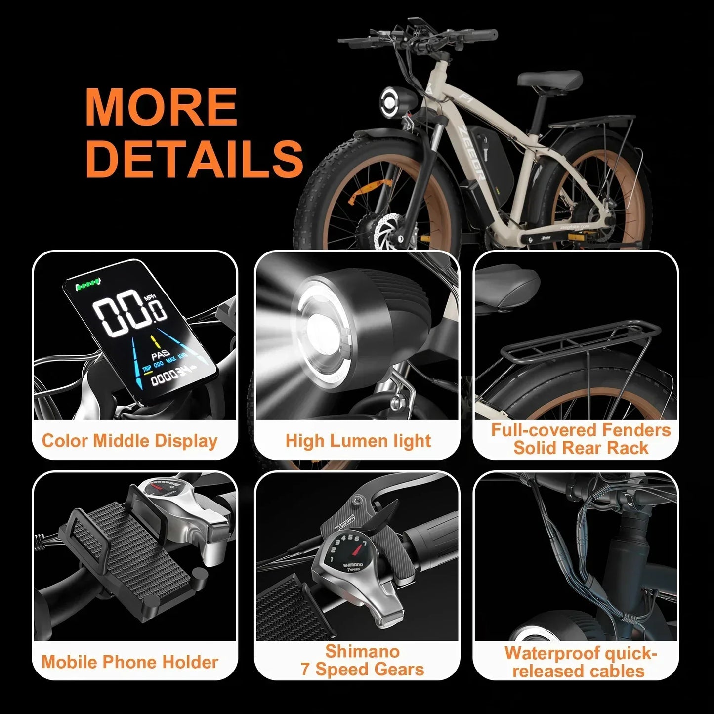 Ebike F1 2025 new 1000W 48V 16AH removable battery, 26-inch impact absorption tires, jungle beasts, adults mountain electric bik