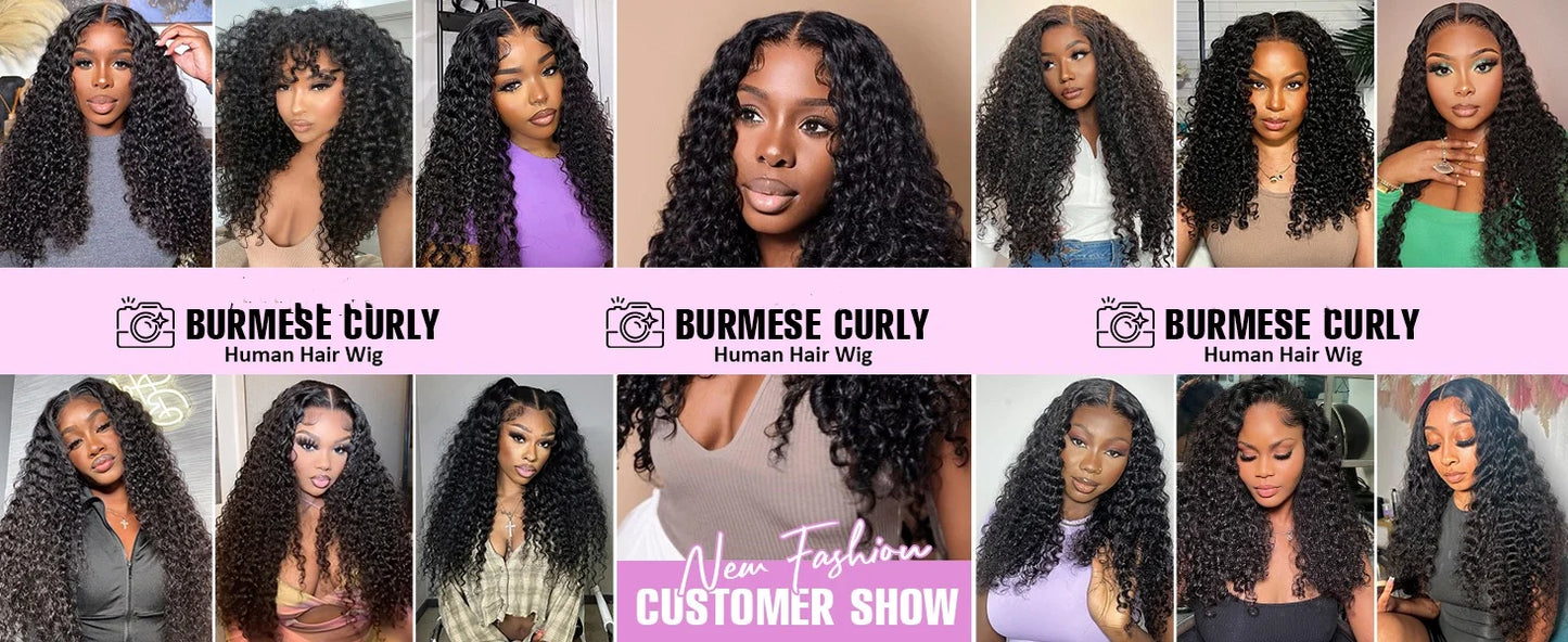 Hd Lace Wig 13x6 Human Hair 210 Density Burmese Curly Wig Human Hair Pre Plucked 15A Burmese Virgin Human Hair Wigs For Women