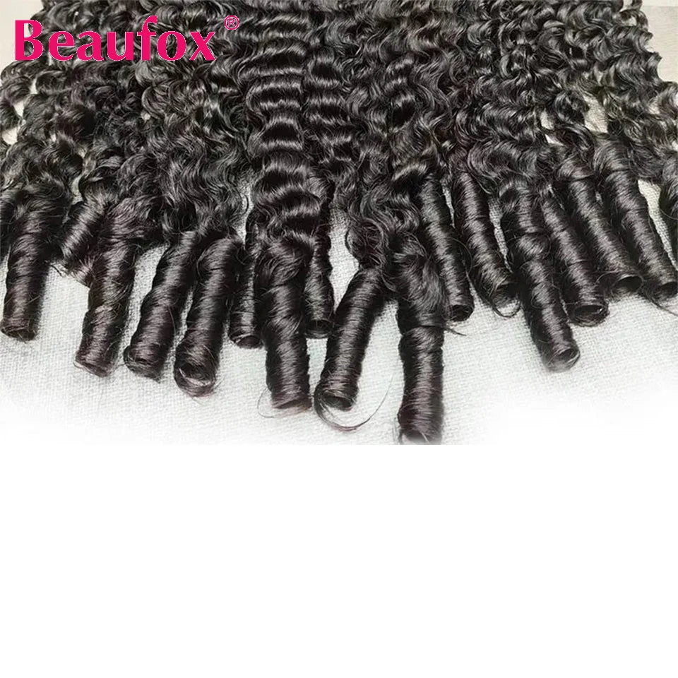 Beaufox Burmese Curly Bundles Human Hair Raw Virgin Curly Hair Bundles Water Wave Human Hair Bundle Spiral Curls Double Weft