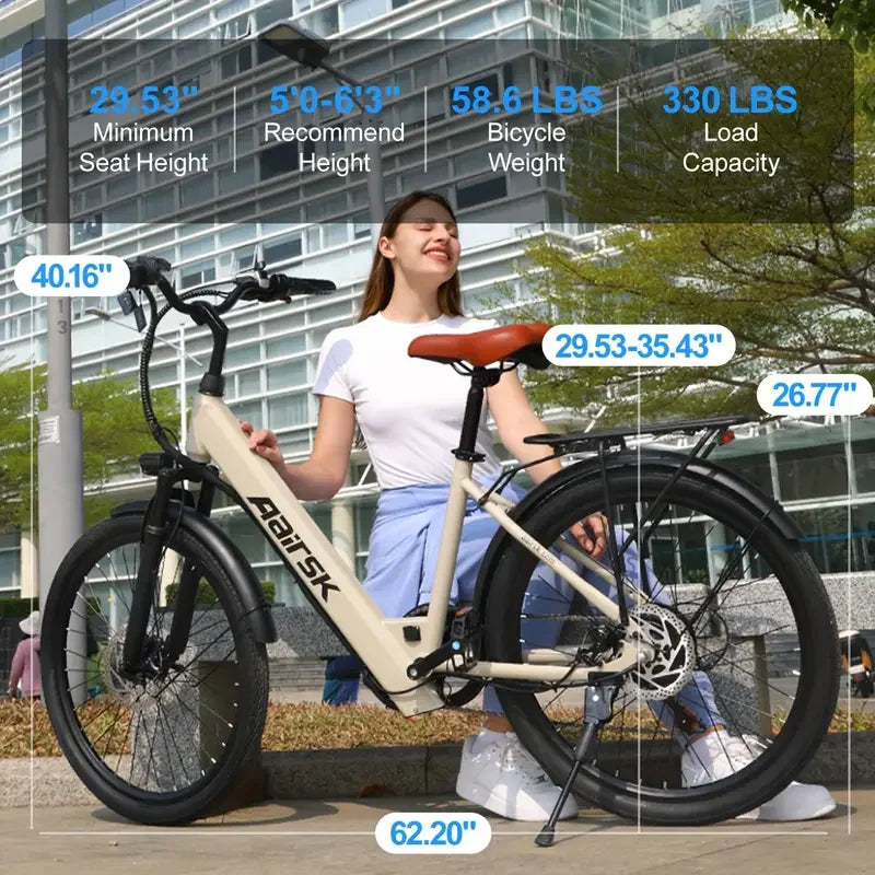 24" Adult 650W Peak Motor Electric Mountain E Bike Electric Bicycle 23.9Mph 33Miles 36V 13AH Electric EBike for Adults