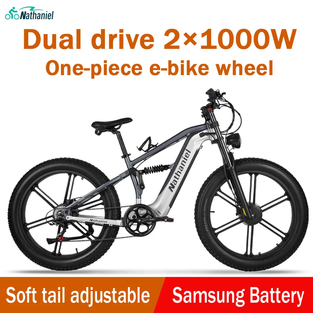 Nathaniel SYR09  26*4.0 electric bike, dual motor 2000W integrated wheel, 48V 20Ah, adjustable shock absorption, suitable for be