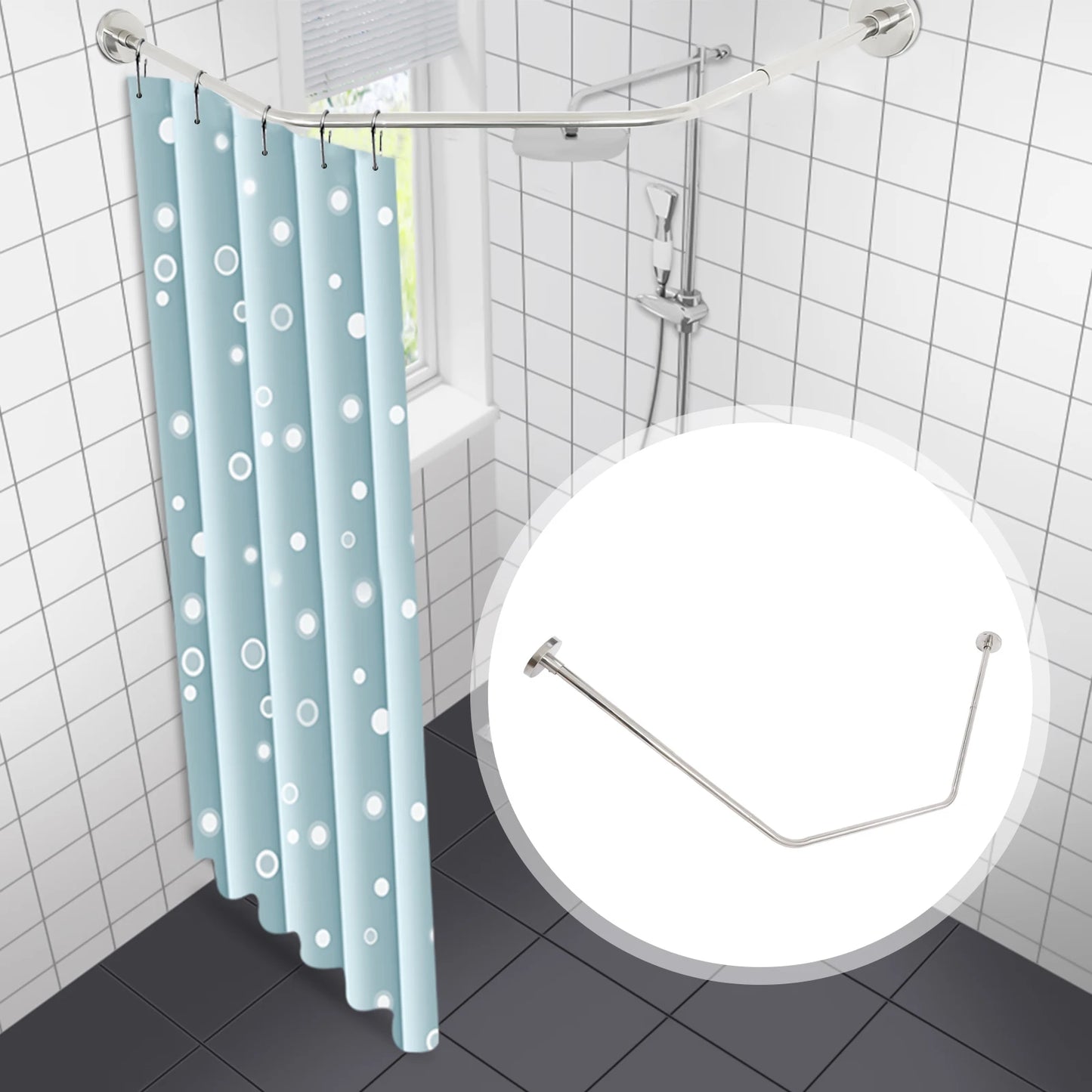 Wall-mounted Shower Curtain Rack Punch-Free 45-75CM Stretchable Curtain Rod Telescopic Curtain Rail for Home Bathroom Hotel