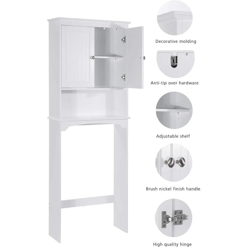Spirich Over The Toilet Storage Cabinet, Bathroom Shelf Over Toilet, Bathroom Storage Cabinet Organizer, White