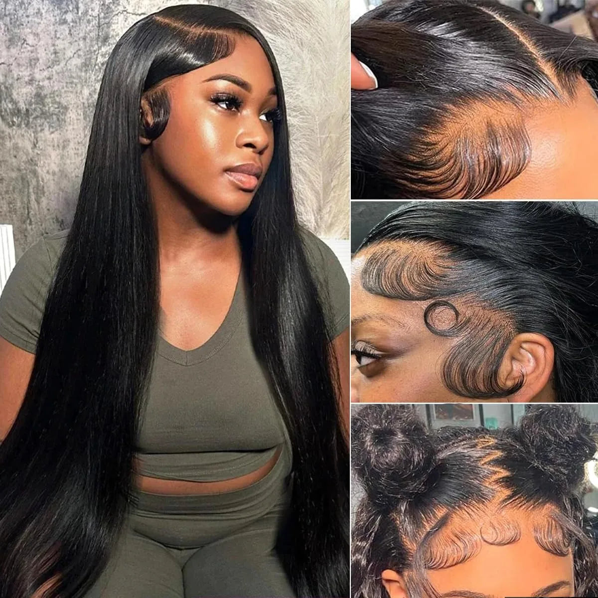40 42 Inch 5x5 13x4 HD Transparent Lace Front Human Hair Wigs 200 Density 13x6 Bone Straight Lace Frontal wig For Black Women