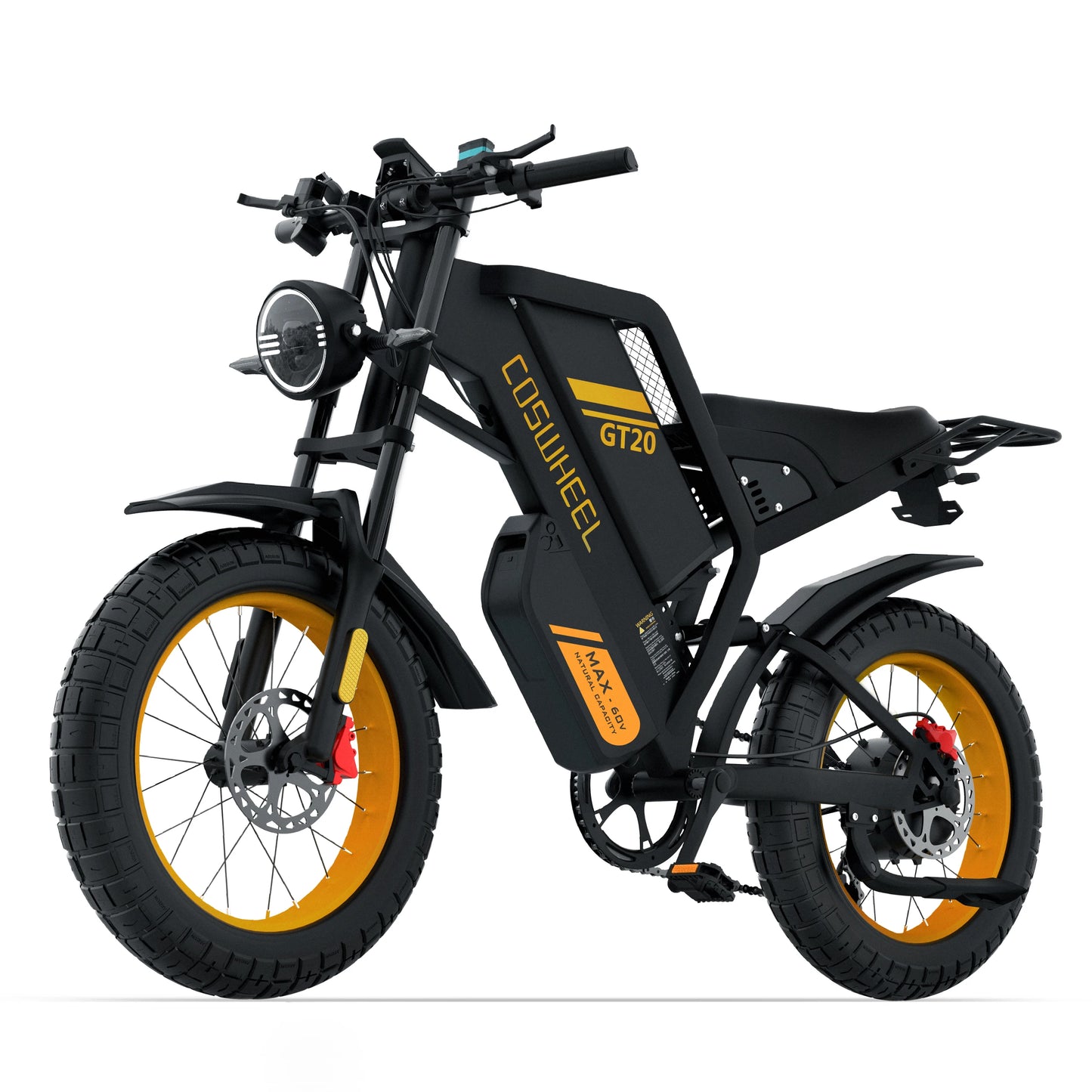 Electric Off-Road Bike COSWHEEL GT20 Max 20" 2000W 40Mph 60V 40AH(25+15) 140Mile 7 Speed Adult Unisex Full Suspension