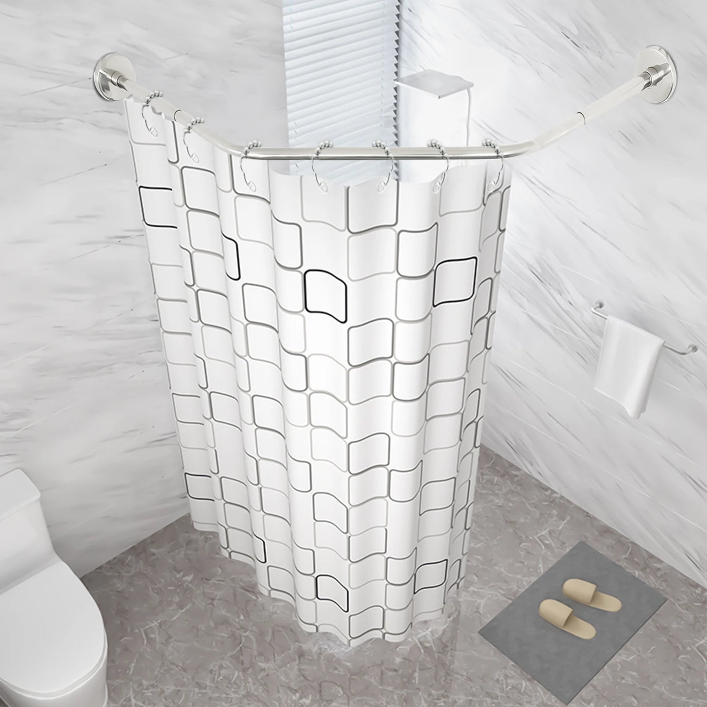 Wall-mounted Shower Curtain Rack Punch-Free 45-75CM Stretchable Curtain Rod Telescopic Curtain Rail for Home Bathroom Hotel