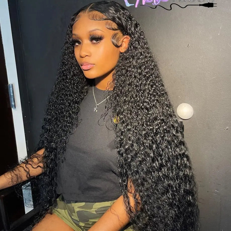 Kinky Curly Wigs Human Hair Wig 13x6 HD Lace Frontal Wig Brazilian Deep Water Wave HD Lace Front 100% Human Hair Wigs For Women