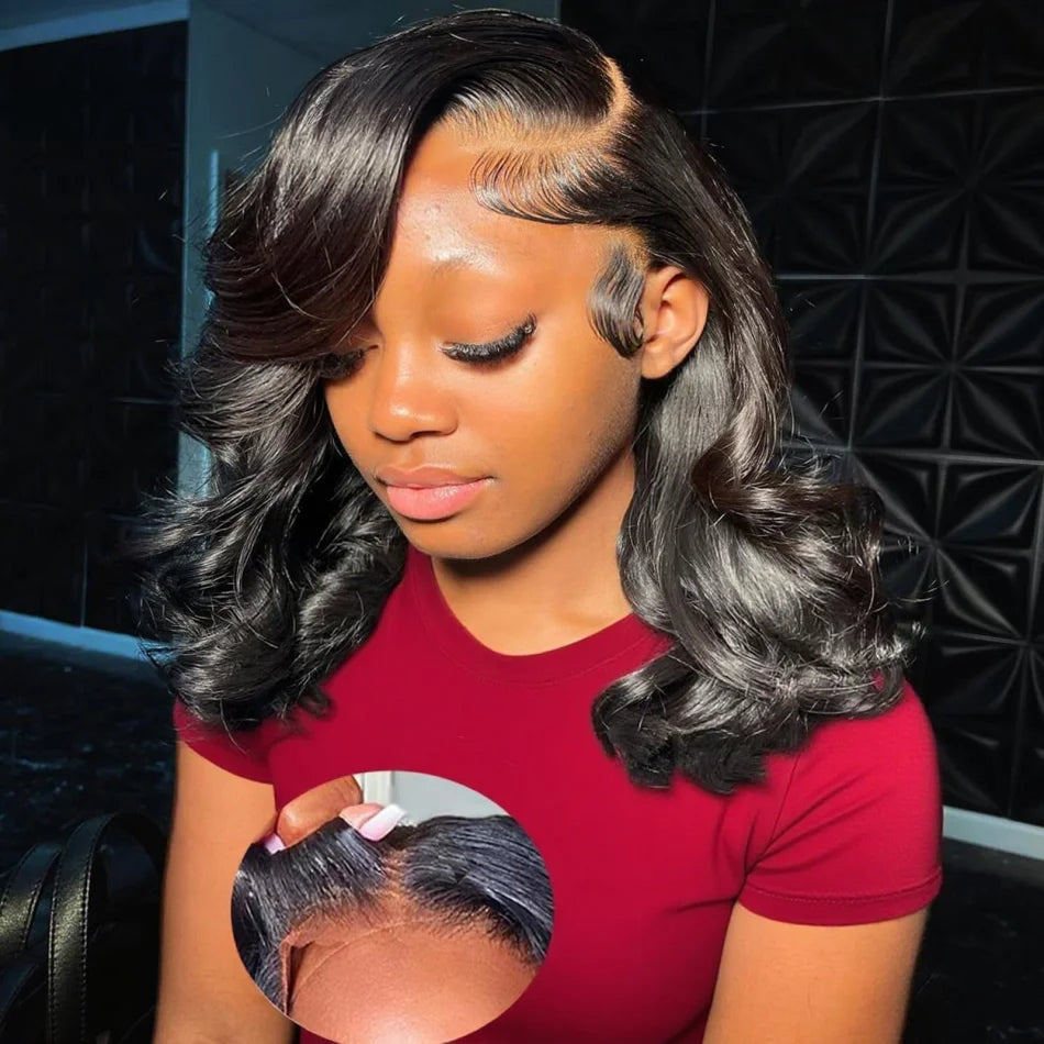 Wear And Go Glueless Bob Wig Human Hair Short Body Wave Lace Front Wigs Pre Cut Brazilian Hair 4X4 Hd Lace Closure Wig For Women