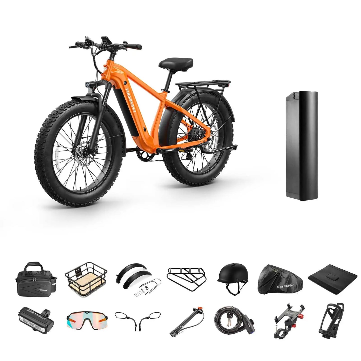 PUCKIPUPPY Beagle 2 Electric Bike With 960W Peak 26" Fat Tire Electric Mountain Bike 28MPH 48V 15AH Removable Battery Ebike