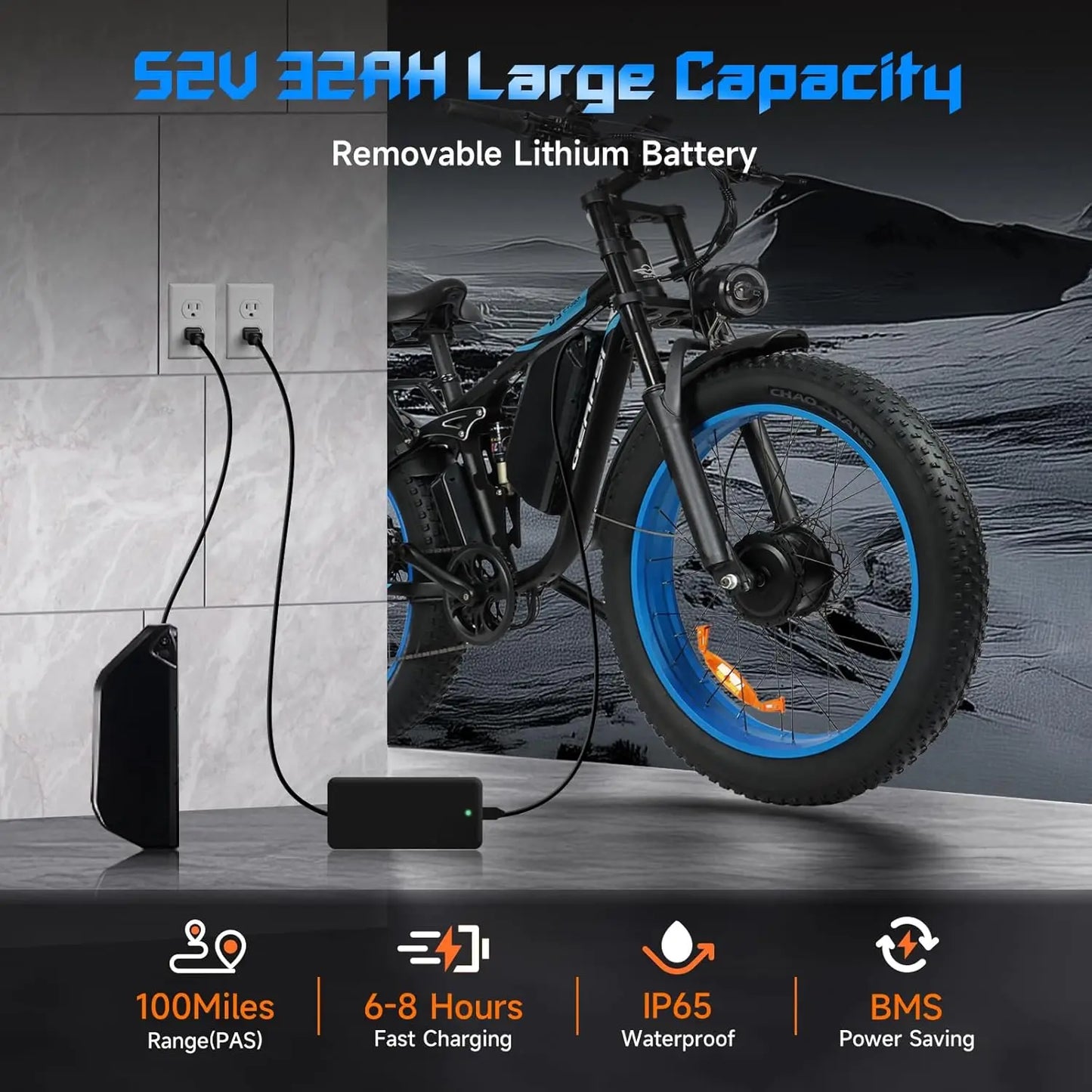 BAOLUJIE 2603 Electric Bicycle,Adult E-Bike ebike with 3000W Two Motors, 52V32AH Battery,26" Tire Electric Bike【1 Year Warranty】