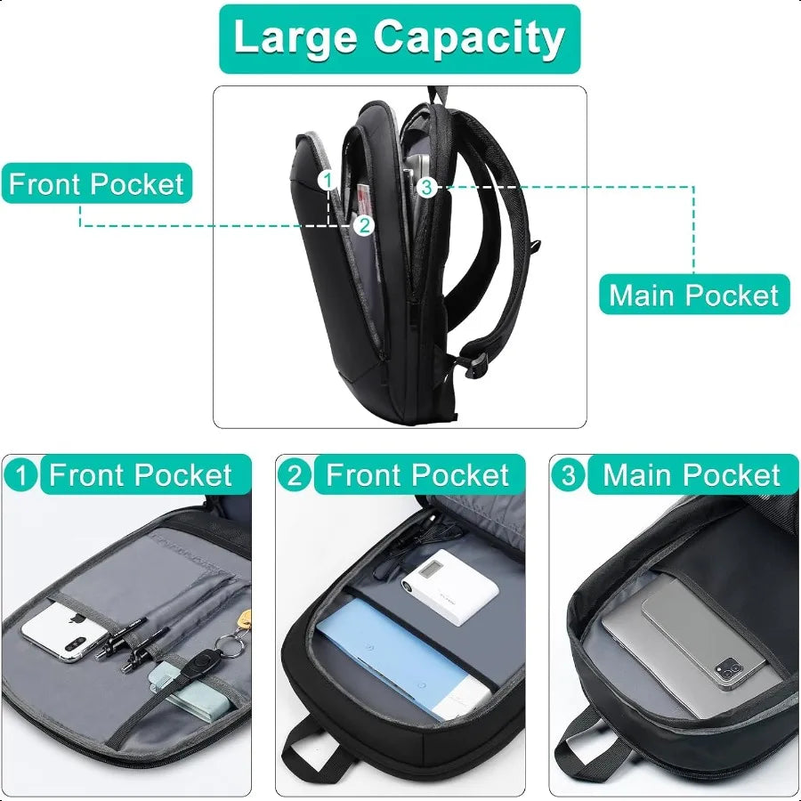 Busin Backpack for Men 17 InchSlim Expandable Waterproof Travel Laptop Backpack with USB Charger Port AntiTheft Lightweight Lar