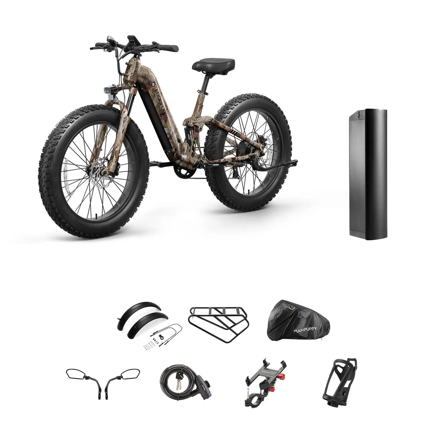 PUCKIPUPPY Boxer St Electric Bike for Adults 960W 48V 20AH Electric Bicycles with Luxury Accessory Pack and Extra 15Ah Battery