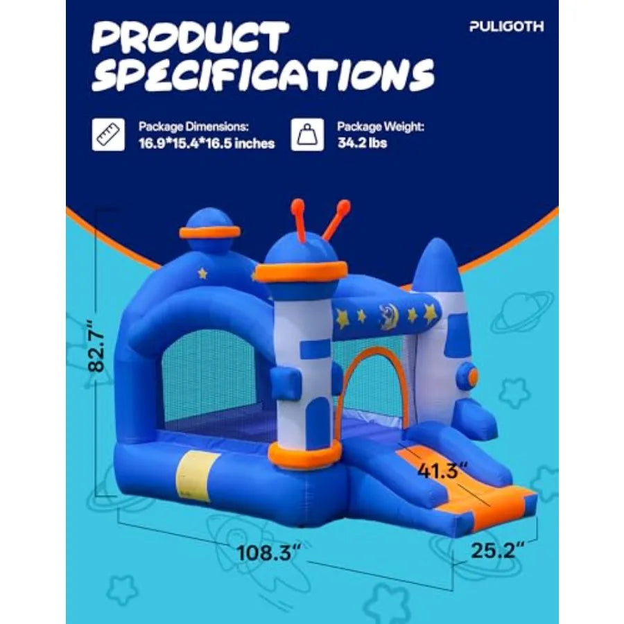 Bounce House Inflatable Bouce House for 36 with Basketball Hoop Jump Area and Slide SpaceThemed Inflatable Bouncy Castle with A