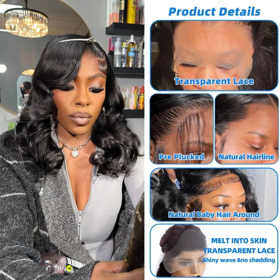 200 Density  5x5 Glueless Short Bob 13x6 HD Transparent Lace Front Wig 4x4 Body Wave 13x4 Lace Frontal Wavy  100 Human Hair Wigs