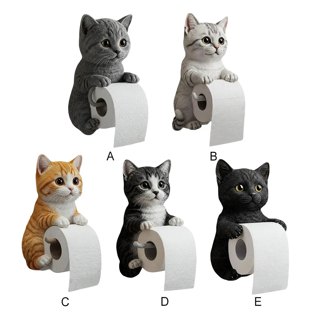 Cute Toilet Paper Holder Wall Mounted Toilet Paper Roll Rack Cat Shape Tissue Dispenser Racks Roll Paper Storage Stand For Home
