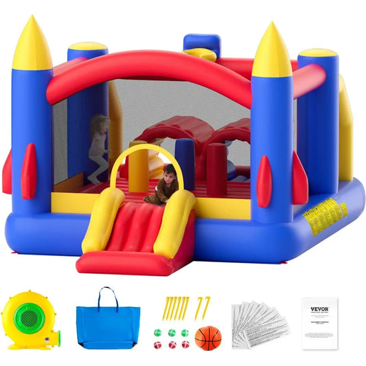 Outdoor Toys for Kids 5-12, Bounce House for Kids, Inflatable Nightclub Halloween Bounce House with Slide, Blower,160x94x96 inch