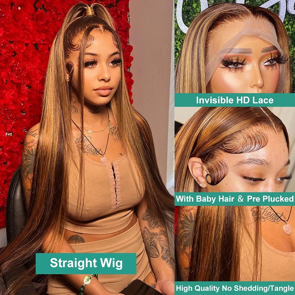 250% High Density Bone Straight Human Hair Wigs 13x4 HD Lace Front Wig Brazilian 13X4 Full Lace Frontal Human Hair Wig