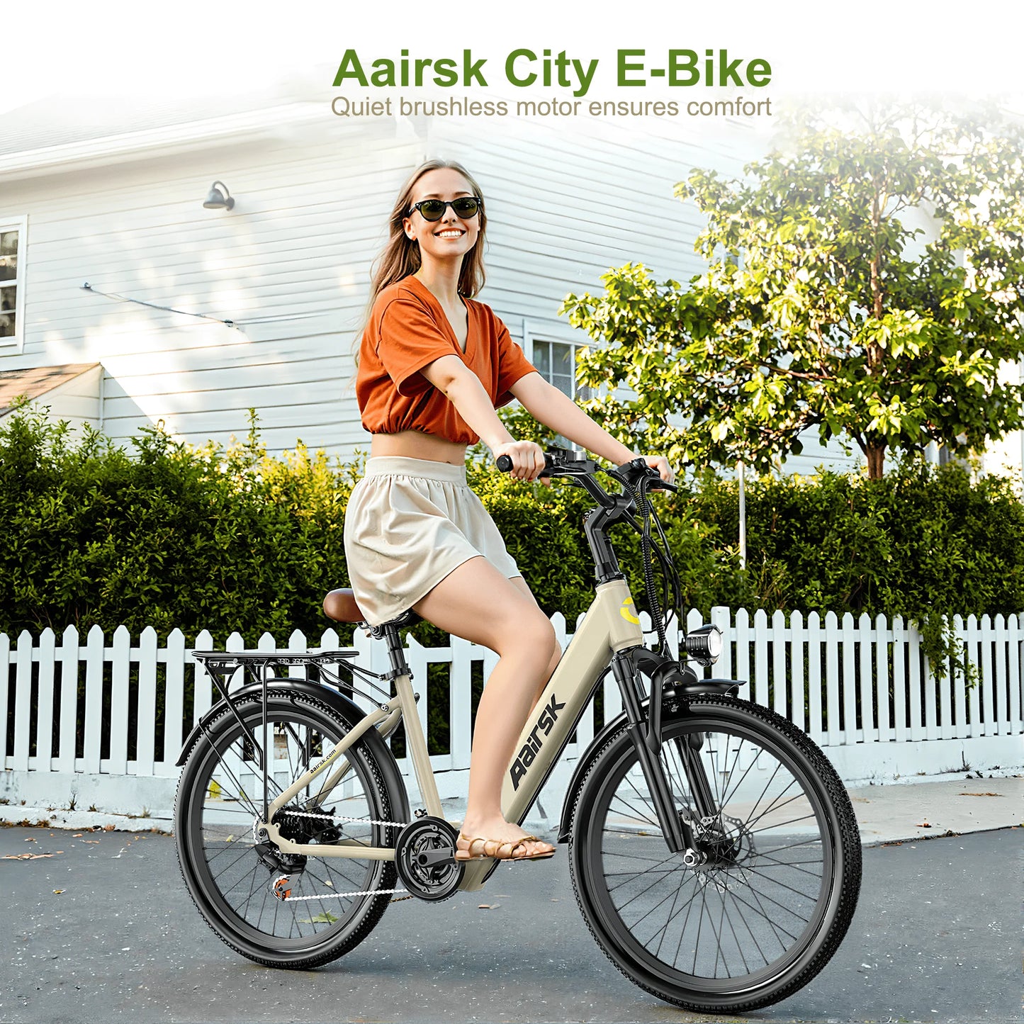 Electric Bike Adults Peak 750W 23MPH Commuting Electric Mountain Bike 36V Lithium Battery,7-Speed,24" Tire Front Fork Suspension