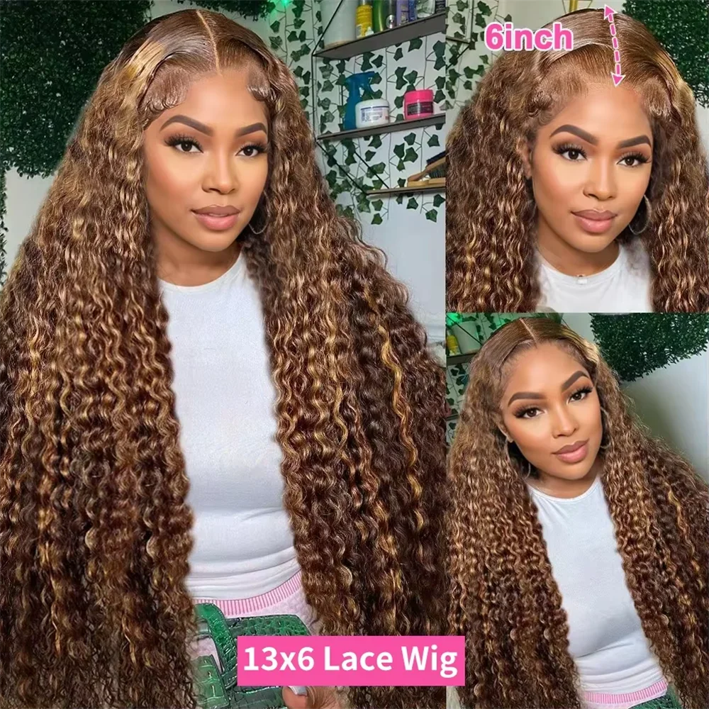 13x4 HD Lace Frontal Wig P427 Highlight Wig Human Hair Water Wave Lace Front Wig 30 Inch Brazilian Deep Wave 13x6 Lace Front wig