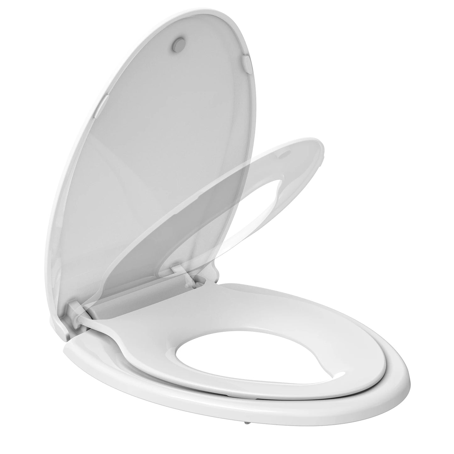 Elongated Toilet Seat with Built in Potty Training Seat Magnetic Kids Seat and Cover, Slow Close Fits Both Adult and Child