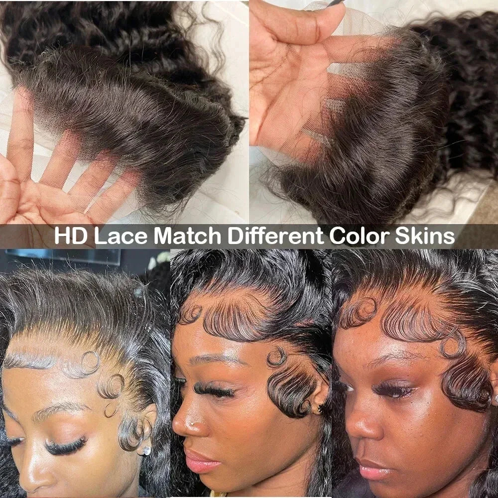 13X6 Deep Wave Curls Wigs Water Wave Black Wigs Human Hair And Wigs Transparent Hd Frontal Vietnamese Lace Front Multi Parting