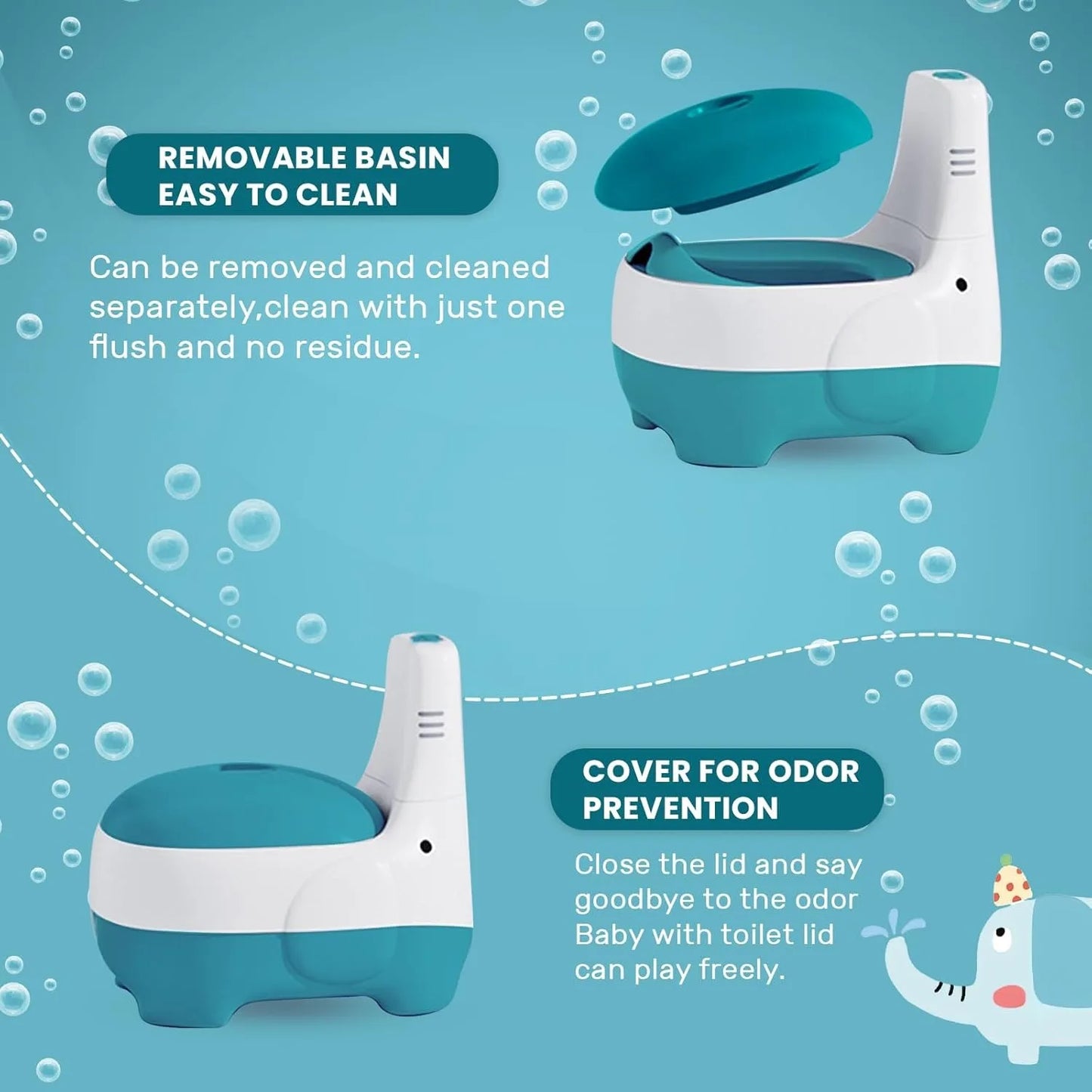Kids' Potty Training Toilet Seat with Realistic Flush Sound - Portable Toddler Potty, Easy to Clean Training Seat