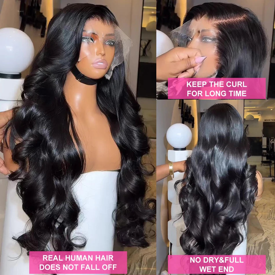 Brazilian HD Transparent 13x4 13x6 360 Body Wave Lace Front Wig Pre Plucked 100% Human Hair Wigs For Women 4x4 Lace Closure Wig