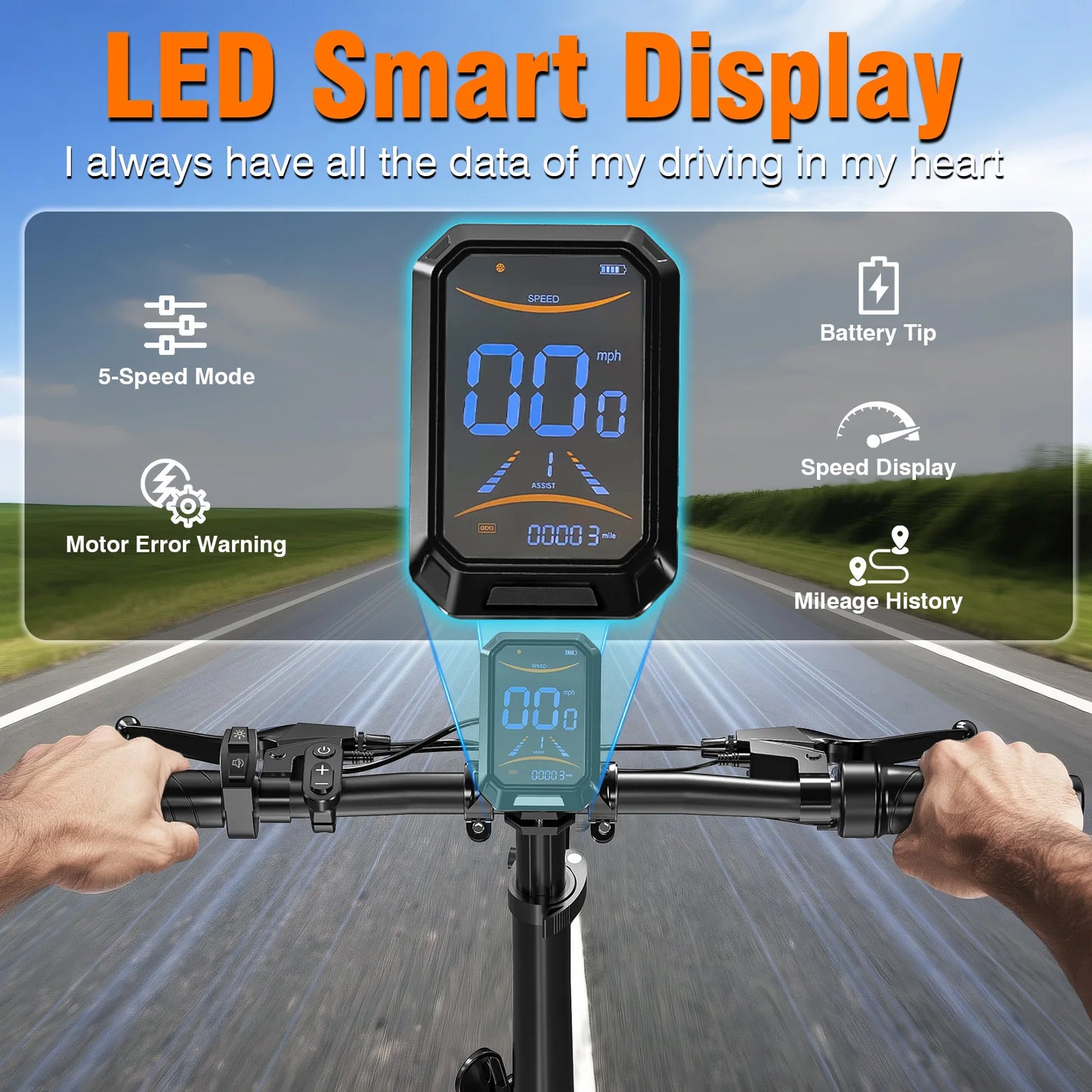 Youth adult electric bicycle 720W peak 48V12AH 20 inch * 2.4 road tire 5-speed with assisted riding 20MPH urban commuting