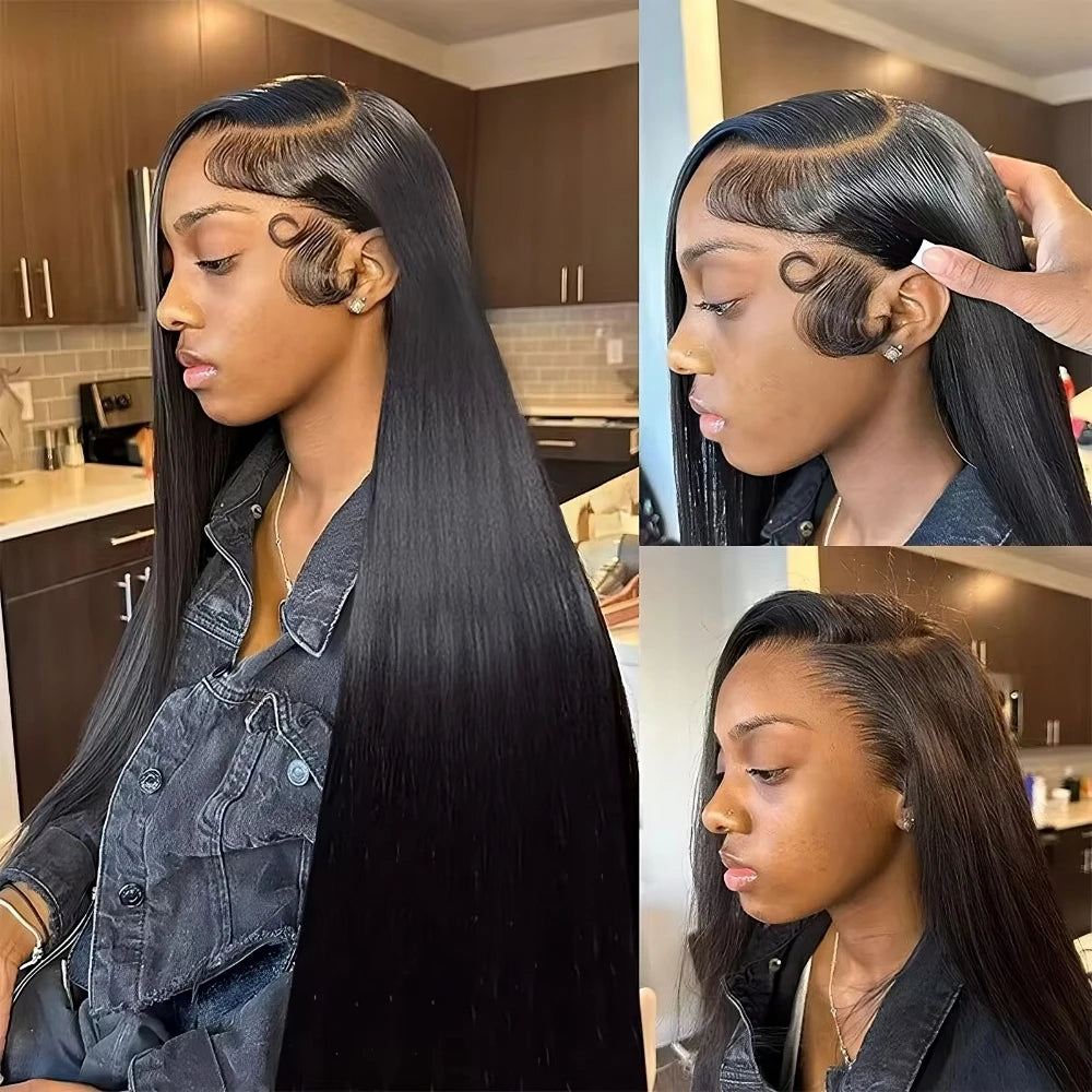 200 Density 13x4 Lace Front Human Hair Wigs Black Bone Straight Brazilian Virgin Hair 360 HD Lace wig Frontal 5x5 Glueless Wigs