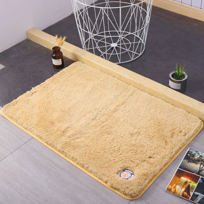 Non-slip Absorbent Bathroom Mat Long Hair Polyester Microfiber Quick Dry Nonslip Super Absorbent Bath Rug
