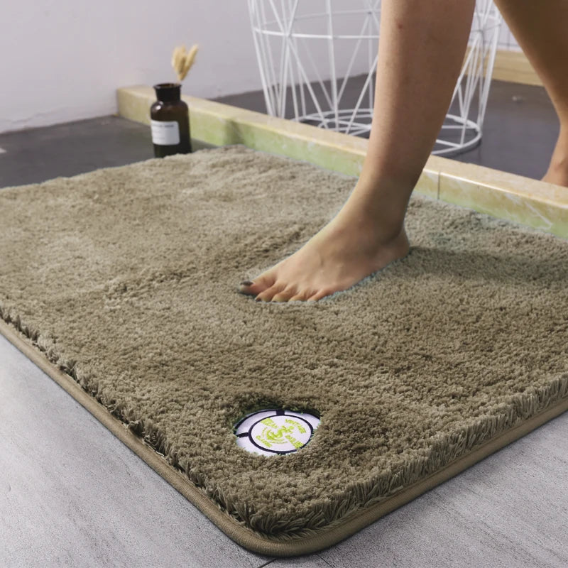 Non-slip Absorbent Bathroom Mat Long Hair Polyester Microfiber Quick Dry Nonslip Super Absorbent Bath Rug