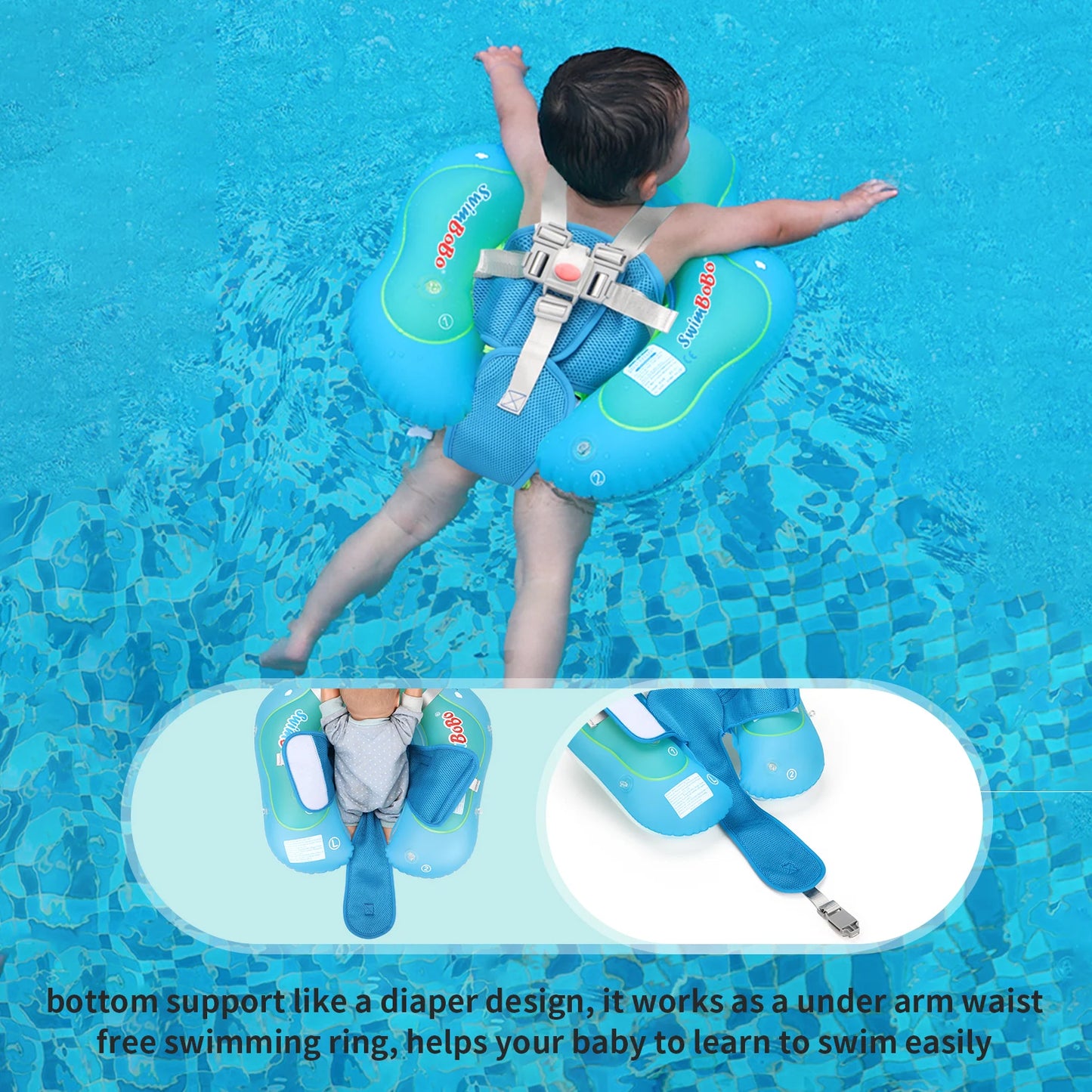 Swimbobo New Upgrades Mesh More Safety Soft Ventilate Seat Pocket Baby Inflatable Swimming Floating Kids Ring Circle Summer Toys
