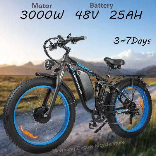 Ebike 2025 new model DP-2603 3000W dual motor 48V25AH lithium battery 26*4.0 fat tires completely suspended adult off-road elect