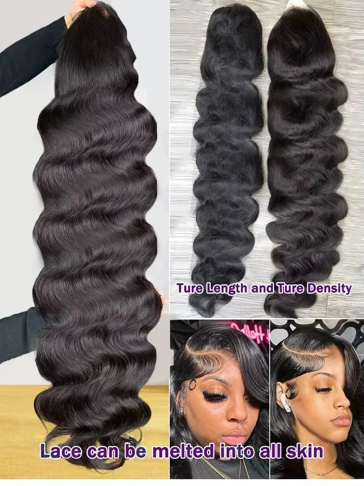 30 40 Inch Human Hair Wigs 13x6 HD Lace Frontal Wig Body Wave  13x4 Lace Front Preplucked Wig 100% Natural Water Wave For Women