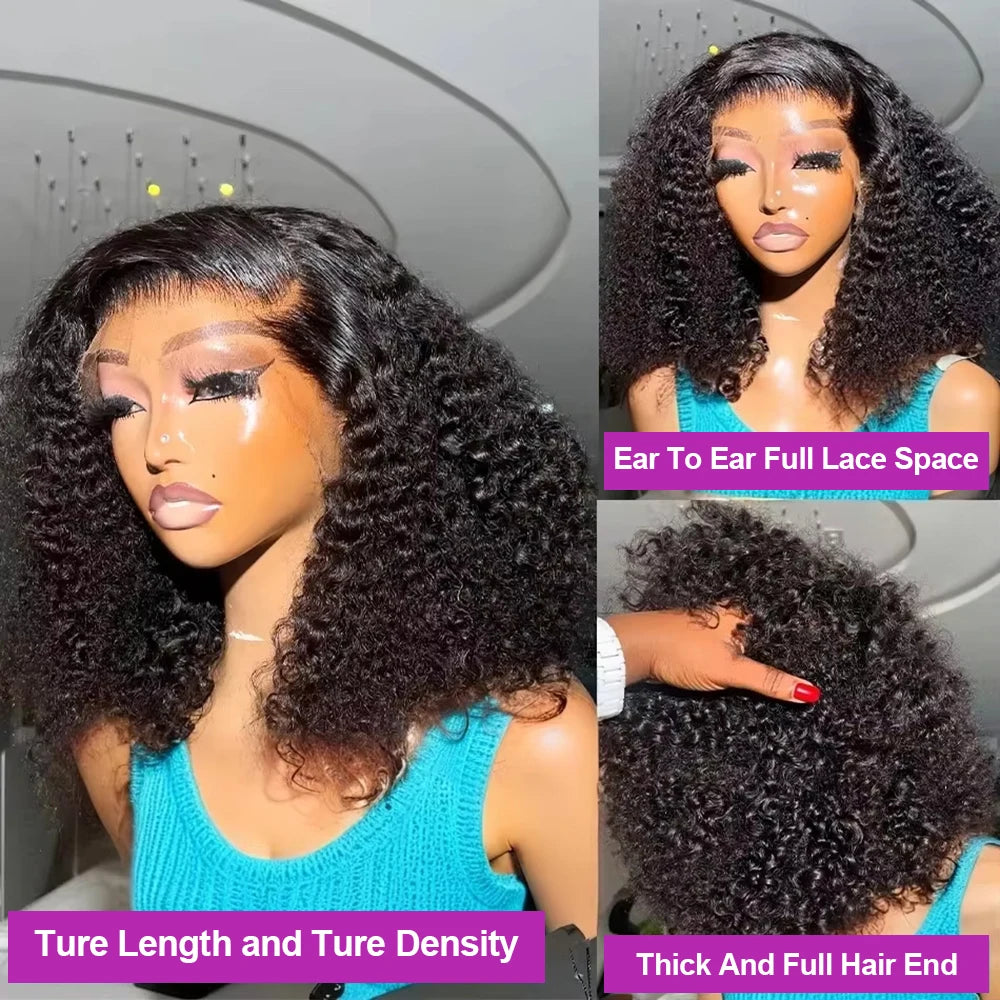 Brazilian Deep Water Wave Curly Bob 100% Human Hair Glueless Wigs Deep Wave HD Lace Front 13x4 13x6 Transparent Lace Frontal Wig