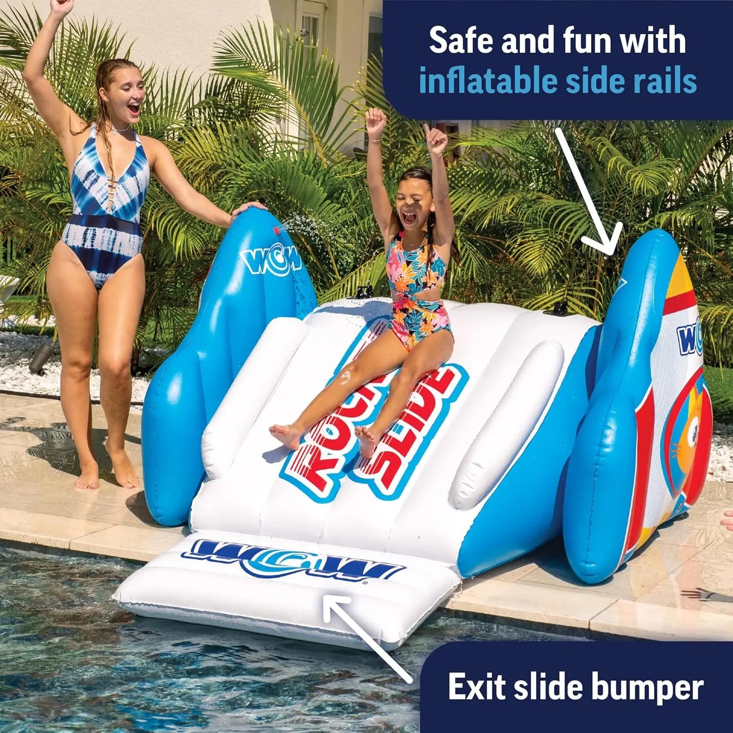 Inflatable Pool Slide with Built-in Sprayer for Kids and Adults - Durable Vinyl Portable Water Slide