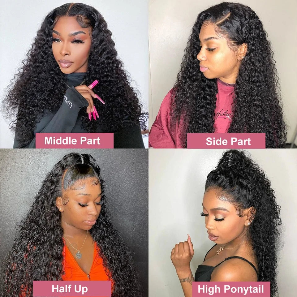 300% Density 13x6 360 FullLoose Deep Wave Hd Lace Frontal Wig 40 46Inch 7x5 Glueless Curly Human Hair Lace Front Wigs For Women